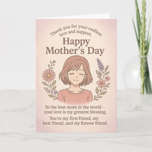 A sweet Mother's Day greeting card - thank you to  サンキューカード (正面)