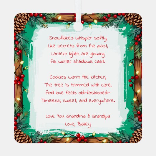 A Sweet Old-Fashioned Christmas | Mr and Mrs Claus メタルオーナメント (裏面)