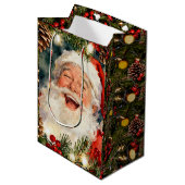 A Sweet Old-Fashioned Santa | Vintage Christmas ミディアムペーパーバッグ (正面アングル)