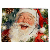 A Sweet Old-Fashioned Santa | Vintage Christmas ラージペーパーバッグ (裏面)