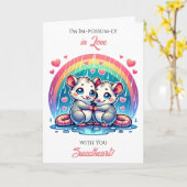 A Sweet Possum Themed Valentine's Day  カード (黄色い花)