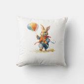 A SWEET RABBIT WITH BALLOONS Throw Pillow クッション (正面)