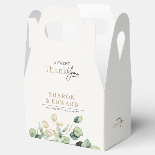 A Sweet Thank Eucalyptus Greenery金ゴールド結婚ズ フェイバーボックス (オープン)