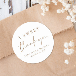 A Sweet Thank You金ゴールドスクリプト結婚式の引き出物 ラウンドシール