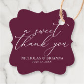 A Sweet Thank You Burgundy Elegant Wedding フェイバータグ (裏面)