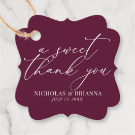 A Sweet Thank You Burgundy Elegant Wedding フェイバータグ