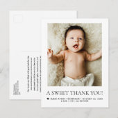 A Sweet Thank You Newborn Baby Photo BIRTH ポストカード (正面/裏面)