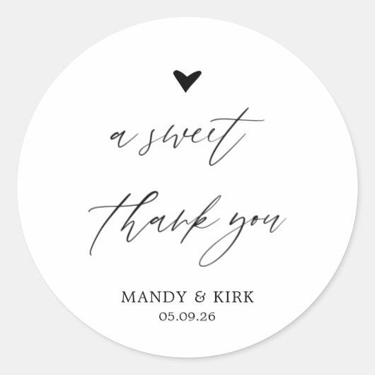 A Sweet Thank You Personalized Favor Sticker ラウンドシール (正面)