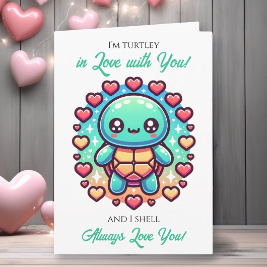 A Sweet Turtle Themed Valentine's Day  カード
