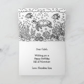 A Swimming Sea Turtle & Coloring Page Birthday カード (内部)