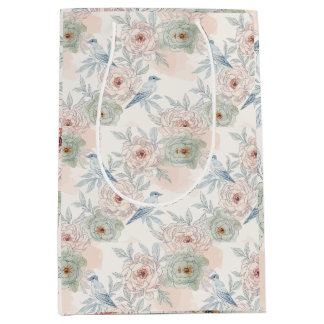 A symphony of song and petals pattern ミディアムペーパーバッグ