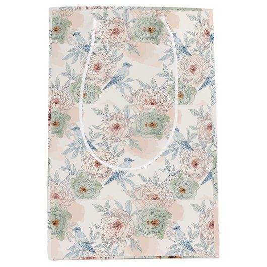 A symphony of song and petals pattern ミディアムペーパーバッグ (正面)