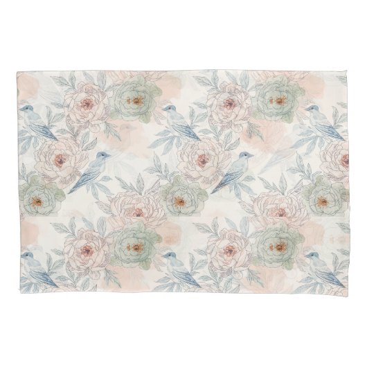 A symphony of song and petals pattern 枕カバー (正面)