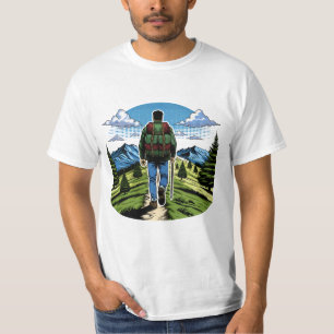 A.T.のようなトレイルをハイキングする男性 Tシャツ
