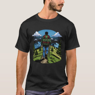 A.T.のようなトレイルをハイキングする男性 Tシャツ