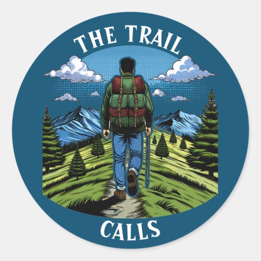 A.T.のようなトレイルをハイキングする男。 ラウンドシール (正面)