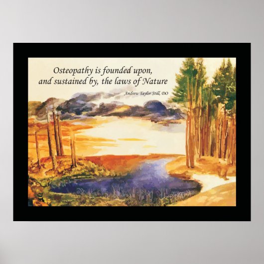 A.T.スティルによる骨障害自然法則引用文 ポスター (正面)