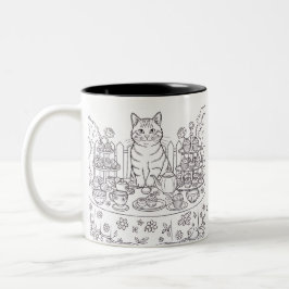 A Tabby Cat & Tea Party Mug ツートーンマグカップ