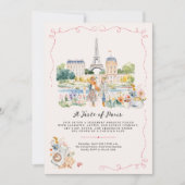 A Taste of Paris | Watercolor French Café Brunch 招待状 (正面)