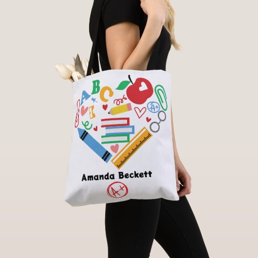 A+ Teacher School Supplies Tote トートバッグ (クローズアップ)