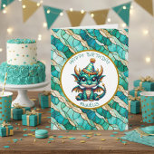 A Teal and Gold Dragon Personalized Boy's Birthday カード
