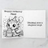 A Teal and Gold Dragon Personalized Boy's Birthday カード (内部)