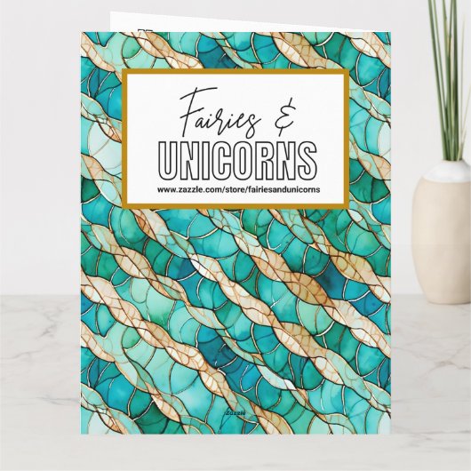 A Teal and Gold Dragon Personalized Boy's Birthday カード (裏面)