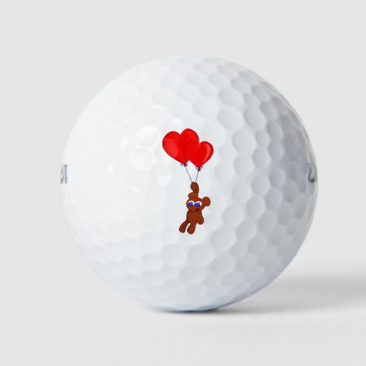 A Teddy Bear Holding Heart Shaped Balloons ゴルフボール (正面)