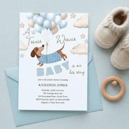 A Teenie Weenie Cute Dachshund Boy Baby Shower 招待状