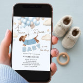A Teenie Weenie Cute Dachshund Boy Baby Shower 招待状