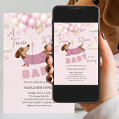A Teenie Weenie Cute Dachshund Girl Baby Shower 招待状