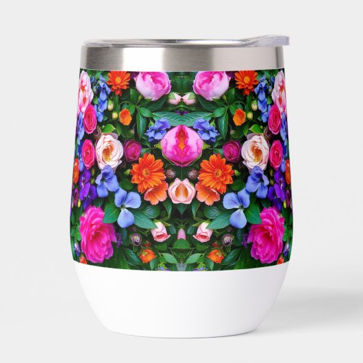 A Thermal Wine Tumbler With Bright Flowers (左面)