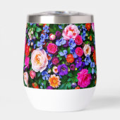 A Thermal Wine Tumbler With Bright Flowers (正面)