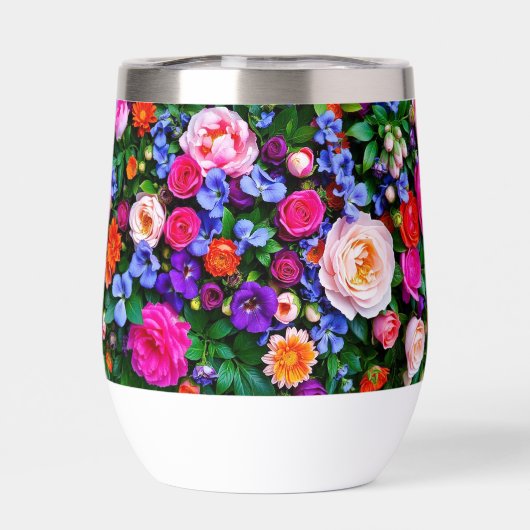 A Thermal Wine Tumbler With Bright Flowers (背面)