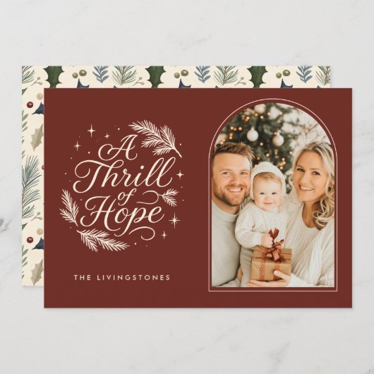 A Thrill of Hope Red Religious Arch Photo シーズンカード (正面/裏面)