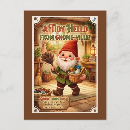 "A Tidy Hello" Gnome Greeting ポストカード (正面)