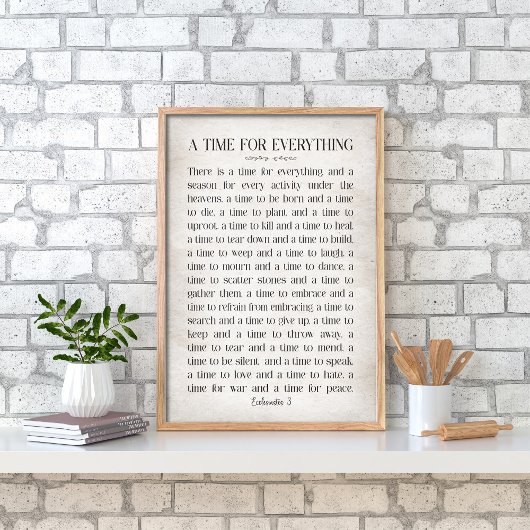 A Time for Everything Wall art from Ecclesiastes 3 ポスター