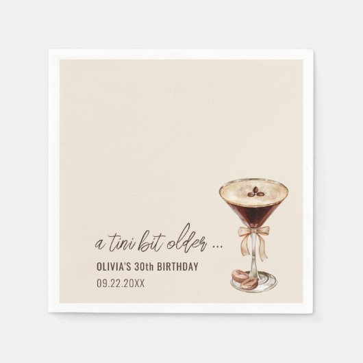 A Tiniビットより古いエスプレッソマルティーニ誕生日 スタンダードカクテルナプキン (正面)