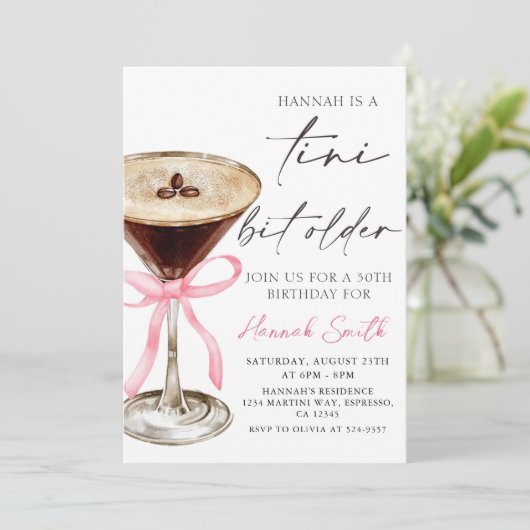 A Tiniビットより古いエスプレッソマルティーニ誕生日 招待状 (スタンド正面)