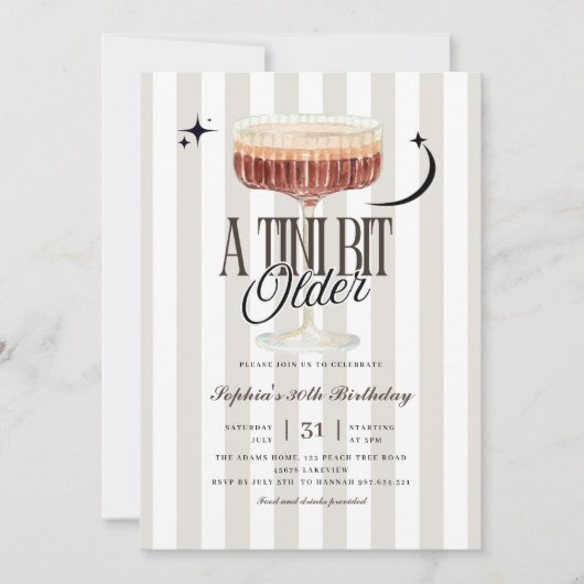 A Tiniビットより古いエスプレッソマルティーニ誕生日 招待状 (正面)