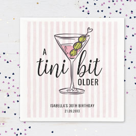 A Tiniビットより古いピンクマルティニをテーマにした誕生日 スタンダードカクテルナプキン