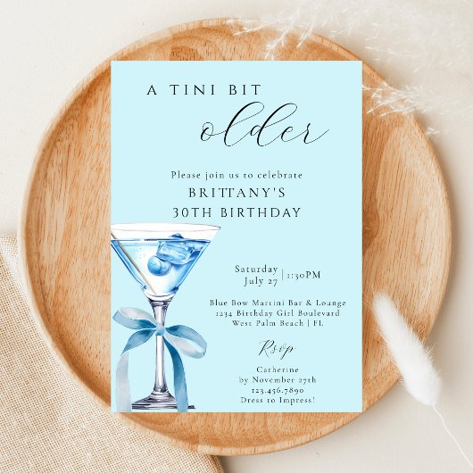 A Tiniビットより古いブルーボウMartini 30歳の誕生日 招待状