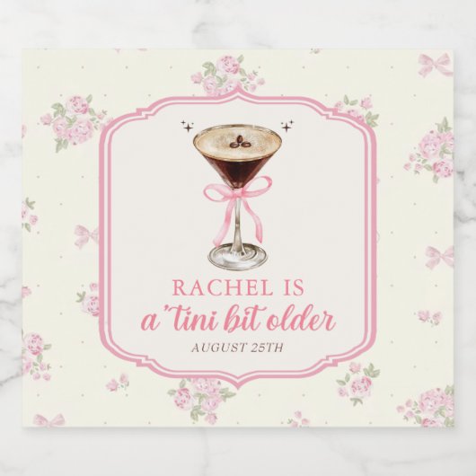 A Tiniビットより古いMartiniコケット誕生日 スパークリングワインラベル (シングルラベル)