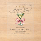 A Tiniビットより古いMartiniピンクボウ誕生日 アクリル招待状 (正面)