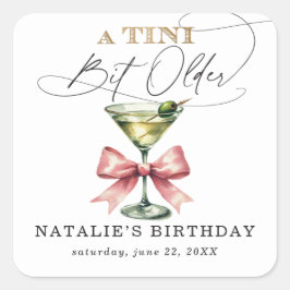 A Tiniビットより古いMartiniピンクボウ誕生日 スクエアシール