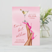 A Tiniビットより古いMartini誕生日招待状ピンク 招待状 (スタンド正面)