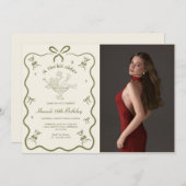 A Tiniビットより古いMartini Bow誕生日写真 招待状 (正面/裏面)