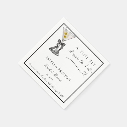 A Tiniビットより近い汚れたMartiniブライダルシャワー スタンダードカクテルナプキン (角)