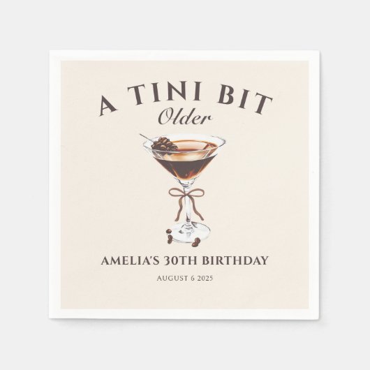 A Tiniビット古いエクスプレスソマルティニ誕生日ナプキンス スタンダードカクテルナプキン (正面)