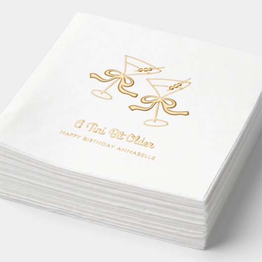 A Tiniビット古いカクテル金ゴールド誕生日ナプキンス 箔ナプキン (詳細)